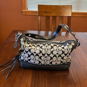 Small Coach signature jacquard hobo bag